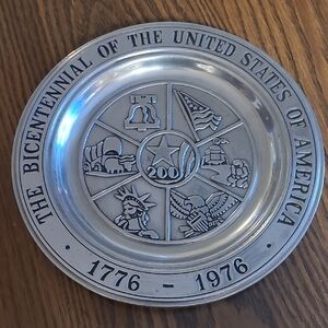 Vintage Carroll N. Abrams Ltd. Bicentennial Pewter Collector's Plate! COOL!
